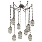 Ellisse Oval Chain Swag Chandelier - Flat Bronze / Optic Smoke