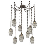 Ellisse Rectangular Chain Swag Chandelier - Flat Bronze / Optic Smoke