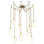 Ellisse Diamond Chain Swag Chandelier - Gilded Brass / Optic Amber