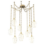 Ellisse Rectangular Chain Swag Chandelier - Gilded Brass / Optic Amber