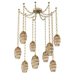 Ellisse Oval Chain Swag Chandelier - Gilded Brass / Optic Bronze