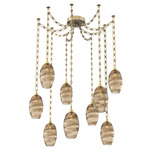 Ellisse Rectangular Chain Swag Chandelier - Gilded Brass / Optic Bronze