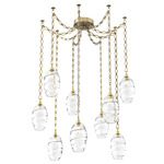 Ellisse Diamond Chain Swag Chandelier - Gilded Brass / Optic Clear
