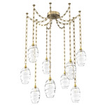 Ellisse Rectangular Chain Swag Chandelier - Gilded Brass / Optic Clear