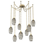 Ellisse Diamond Chain Swag Chandelier - Gilded Brass / Optic Smoke