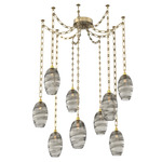 Ellisse Rectangular Chain Swag Chandelier - Gilded Brass / Optic Smoke