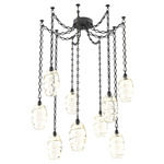 Ellisse Diamond Chain Swag Chandelier - Matte Black / Optic Amber
