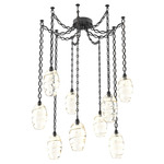 Ellisse Oval Chain Swag Chandelier - Matte Black / Optic Amber