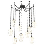 Ellisse Rectangular Chain Swag Chandelier - Matte Black / Optic Amber