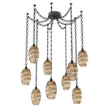 Ellisse Diamond Chain Swag Chandelier - Matte Black / Optic Bronze