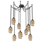 Ellisse Oval Chain Swag Chandelier - Matte Black / Optic Bronze