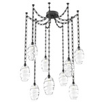 Ellisse Rectangular Chain Swag Chandelier - Matte Black / Optic Clear