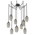 Ellisse Diamond Chain Swag Chandelier - Matte Black / Optic Smoke