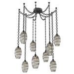Ellisse Oval Chain Swag Chandelier - Matte Black / Optic Smoke