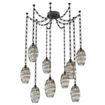 Ellisse Rectangular Chain Swag Chandelier - Matte Black / Optic Smoke