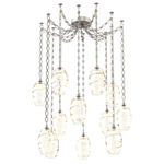 Ellisse Oval Chain Swag Chandelier - Beige Silver / Optic Amber
