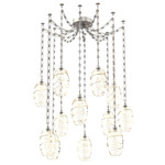 Ellisse Rectangular Chain Swag Chandelier - Beige Silver / Optic Amber