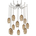 Ellisse Oval Chain Swag Chandelier - Beige Silver / Optic Bronze