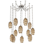 Ellisse Rectangular Chain Swag Chandelier - Beige Silver / Optic Bronze