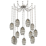 Ellisse Rectangular Chain Swag Chandelier - Beige Silver / Optic Smoke