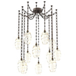 Ellisse Rectangular Chain Swag Chandelier - Flat Bronze / Optic Amber