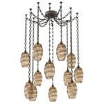 Ellisse Diamond Chain Swag Chandelier - Flat Bronze / Optic Bronze