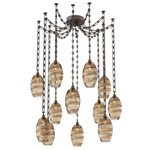 Ellisse Rectangular Chain Swag Chandelier - Flat Bronze / Optic Bronze