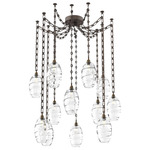 Ellisse Rectangular Chain Swag Chandelier - Flat Bronze / Optic Clear