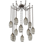 Ellisse Diamond Chain Swag Chandelier - Flat Bronze / Optic Smoke