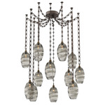 Ellisse Rectangular Chain Swag Chandelier - Flat Bronze / Optic Smoke