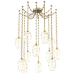 Ellisse Diamond Chain Swag Chandelier - Gilded Brass / Optic Amber