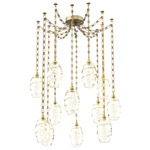 Ellisse Rectangular Chain Swag Chandelier - Gilded Brass / Optic Amber