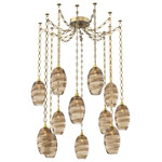 Ellisse Diamond Chain Swag Chandelier - Gilded Brass / Optic Bronze