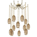 Ellisse Rectangular Chain Swag Chandelier - Gilded Brass / Optic Bronze