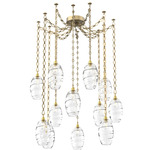 Ellisse Diamond Chain Swag Chandelier - Gilded Brass / Optic Clear