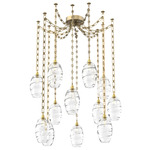 Ellisse Rectangular Chain Swag Chandelier - Gilded Brass / Optic Clear