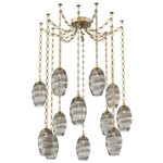 Ellisse Diamond Chain Swag Chandelier - Gilded Brass / Optic Smoke