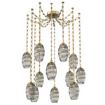 Ellisse Rectangular Chain Swag Chandelier - Gilded Brass / Optic Smoke
