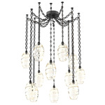Ellisse Oval Chain Swag Chandelier - Matte Black / Optic Amber