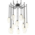 Ellisse Rectangular Chain Swag Chandelier - Matte Black / Optic Amber