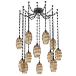 Ellisse Rectangular Chain Swag Chandelier - Matte Black / Optic Bronze