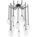 Ellisse Oval Chain Swag Chandelier - Matte Black / Optic Clear