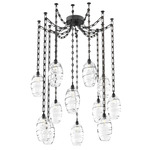 Ellisse Rectangular Chain Swag Chandelier - Matte Black / Optic Clear