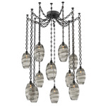 Ellisse Oval Chain Swag Chandelier - Matte Black / Optic Smoke
