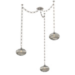 Coppa Rectangular Chain Swag Chandelier - Beige Silver / Optic Smoke