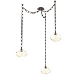 Coppa Rectangular Chain Swag Chandelier - Flat Bronze / Optic Amber