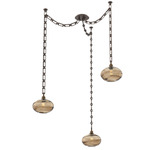 Coppa Rectangular Chain Swag Chandelier - Flat Bronze / Optic Bronze