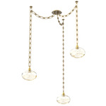 Coppa Rectangular Chain Swag Chandelier - Gilded Brass / Optic Amber