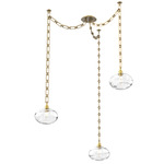 Coppa Rectangular Chain Swag Chandelier - Gilded Brass / Optic Clear