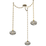 Coppa Rectangular Chain Swag Chandelier - Gilded Brass / Optic Smoke